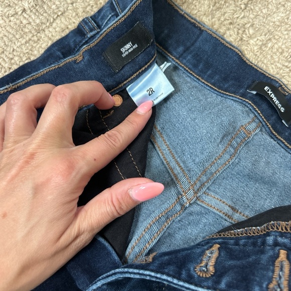 Express Dark Blue High Rise Jeans - Picture 4 of 7